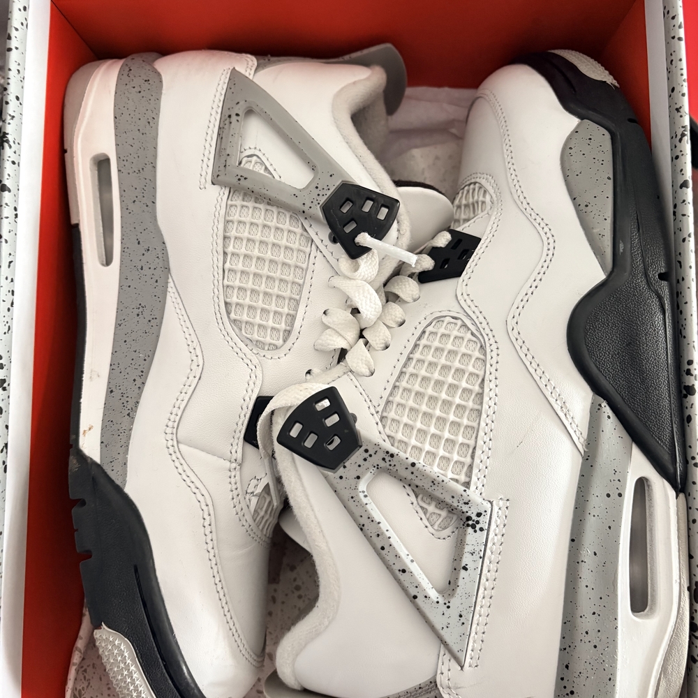 White and Gray Sneakers with Black Accents
